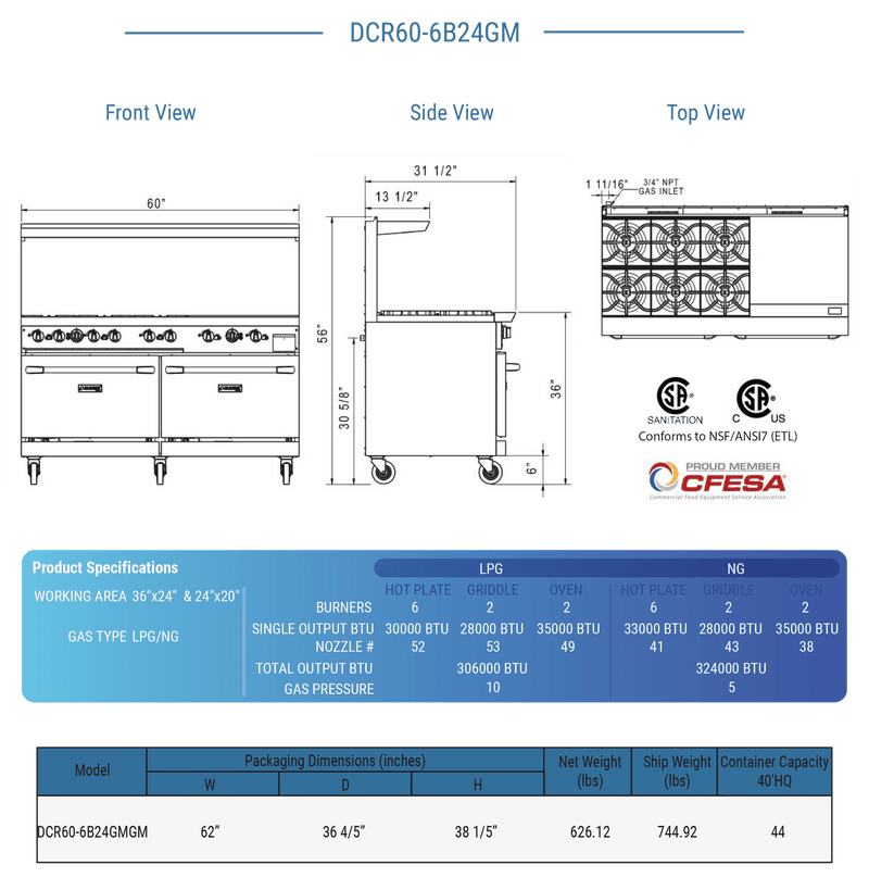 Dukers Gas Oven Range - CulinaryProfis