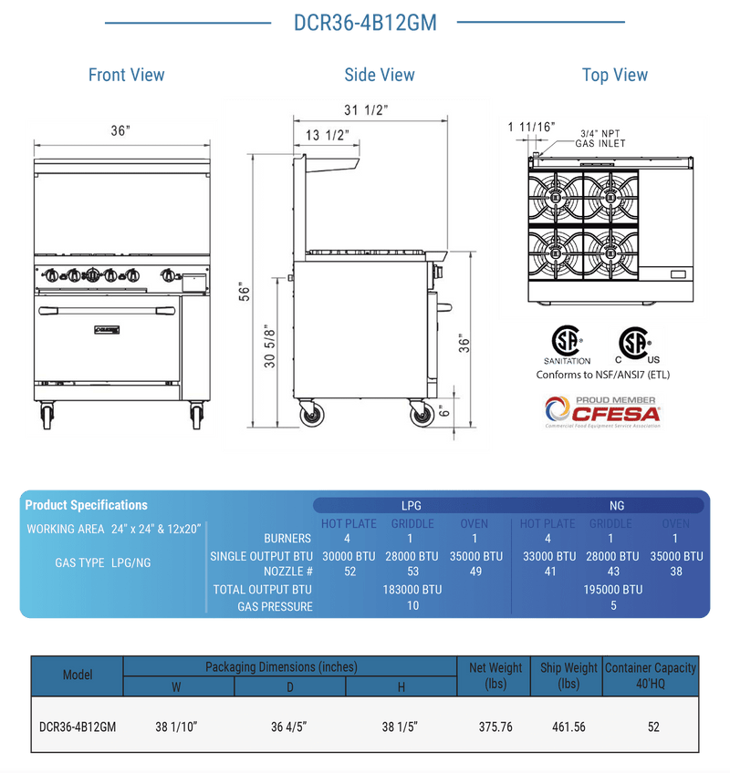 Dukers Gas Oven Range - CulinaryProfis