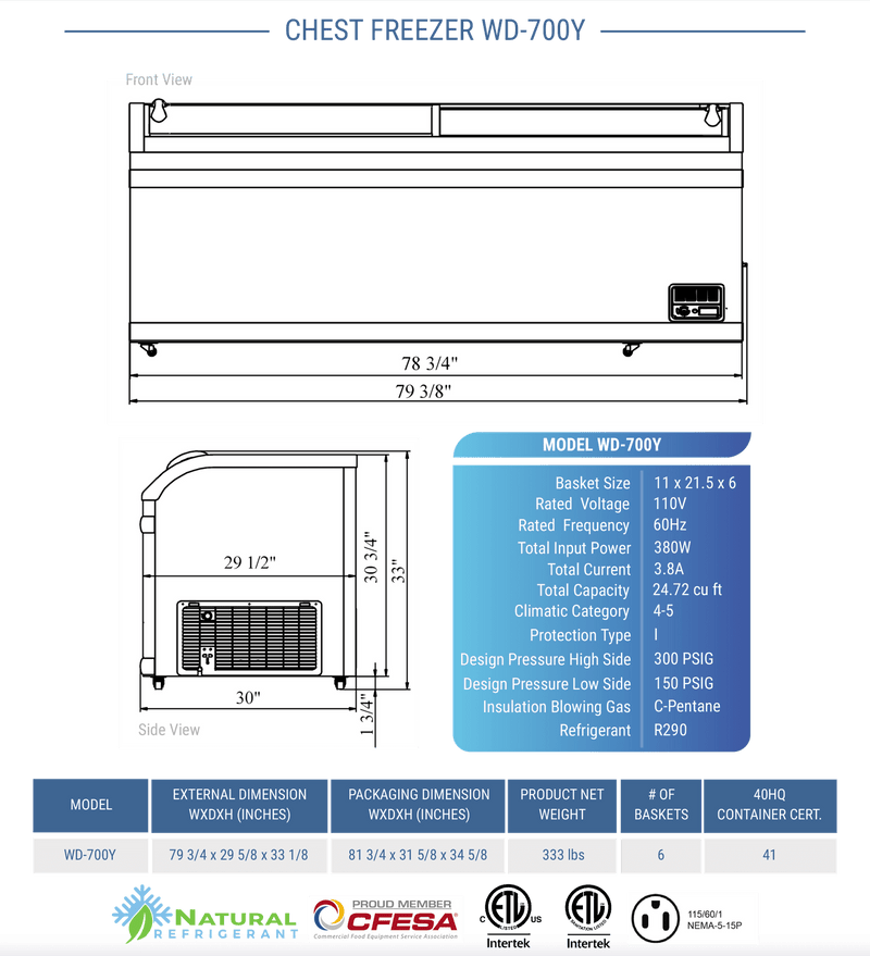 Dukers Glass Top Chest Freezer - CulinaryProfis