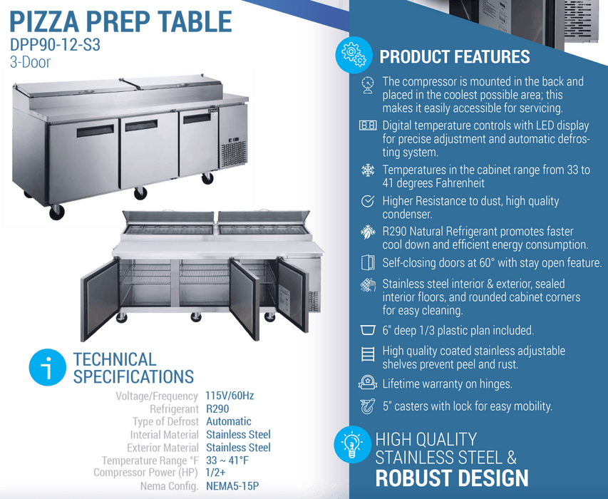 Dukers Pizza Prep Station Refrigerator - CulinaryProfis