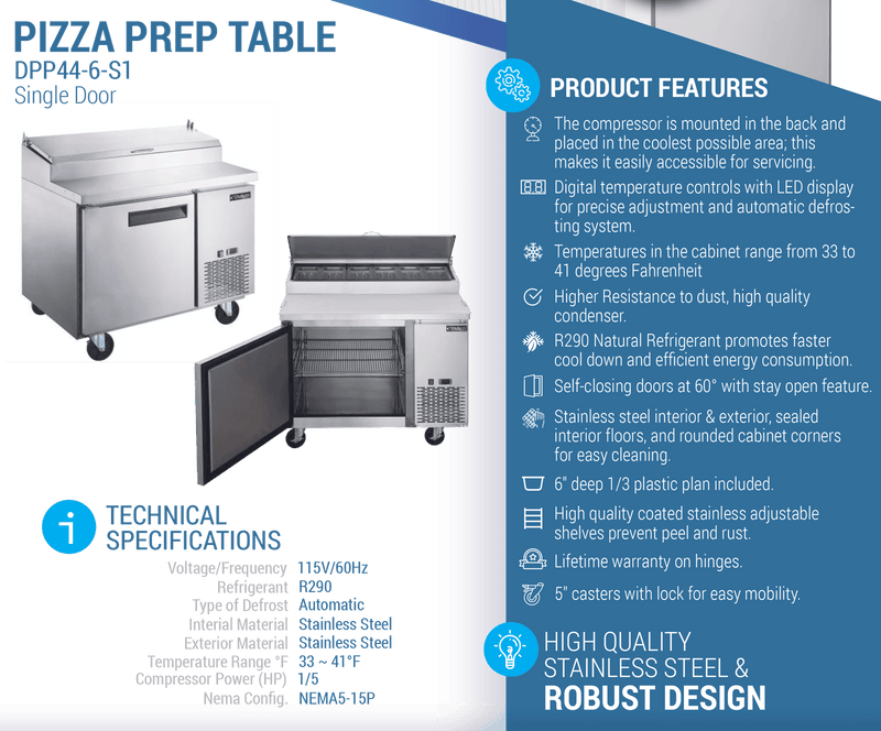 Dukers Pizza Prep Station Refrigerator - CulinaryProfis