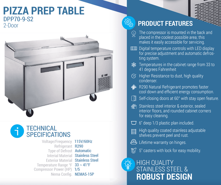 Dukers Pizza Prep Station Refrigerator - CulinaryProfis