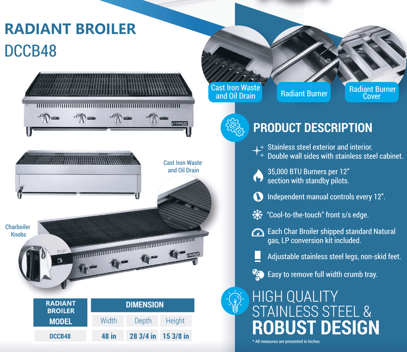 Dukers Radiant Gas Countertop Broiler - CulinaryProfis