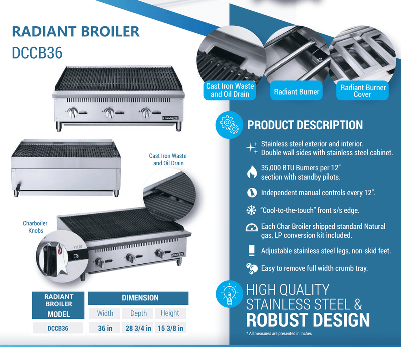 Dukers Radiant Gas Countertop Broiler - CulinaryProfis
