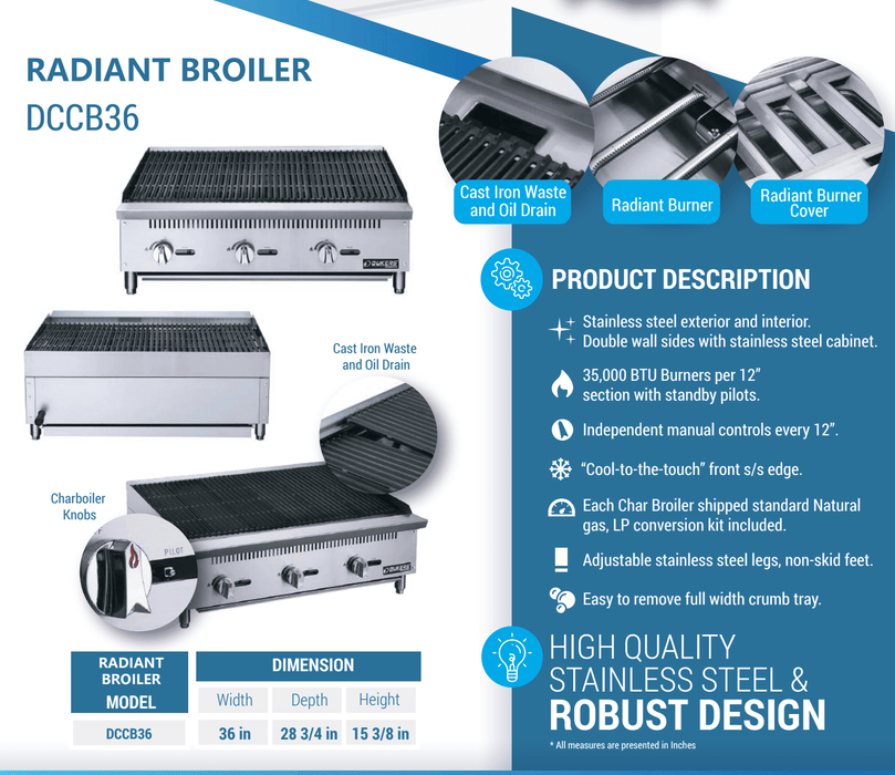 Dukers Radiant Gas Countertop Broiler - CulinaryProfis