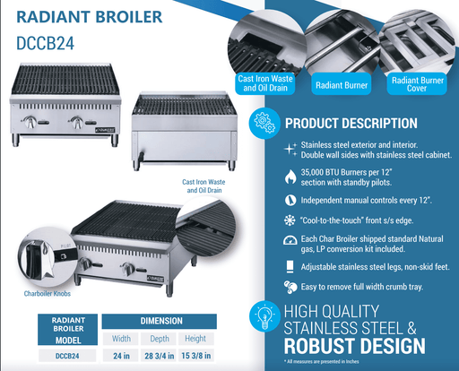 Dukers Radiant Gas Countertop Broiler - CulinaryProfis