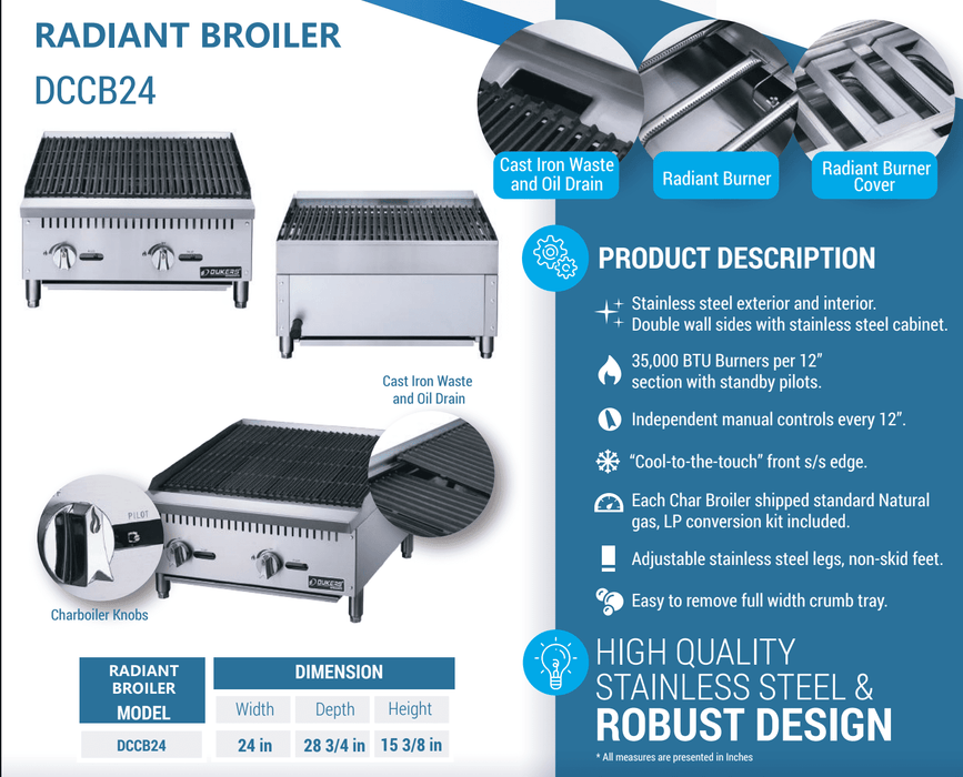 Dukers Radiant Gas Countertop Broiler - CulinaryProfis