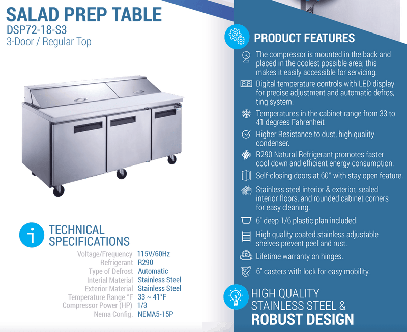 Dukers Salad Prep Station Refrigerator - CulinaryProfis