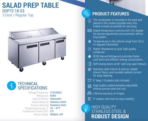 Dukers Salad Prep Station Refrigerator - CulinaryProfis