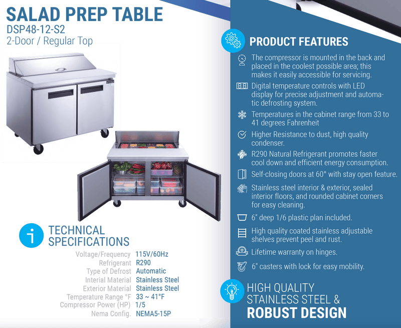 Dukers Salad Prep Station Refrigerator - CulinaryProfis
