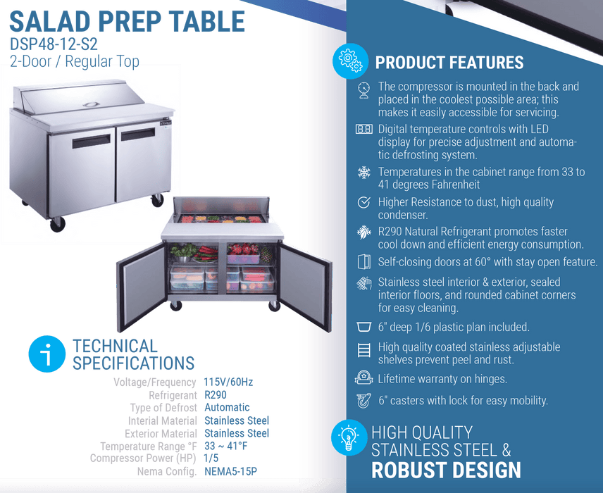 Dukers Salad Prep Station Refrigerator - CulinaryProfis