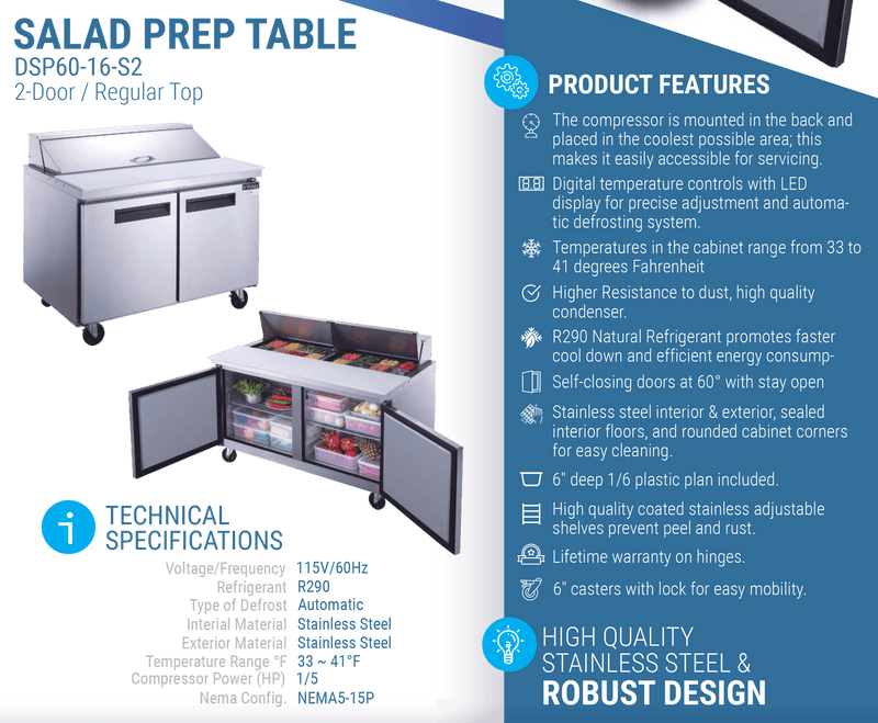 Dukers Salad Prep Station Refrigerator - CulinaryProfis