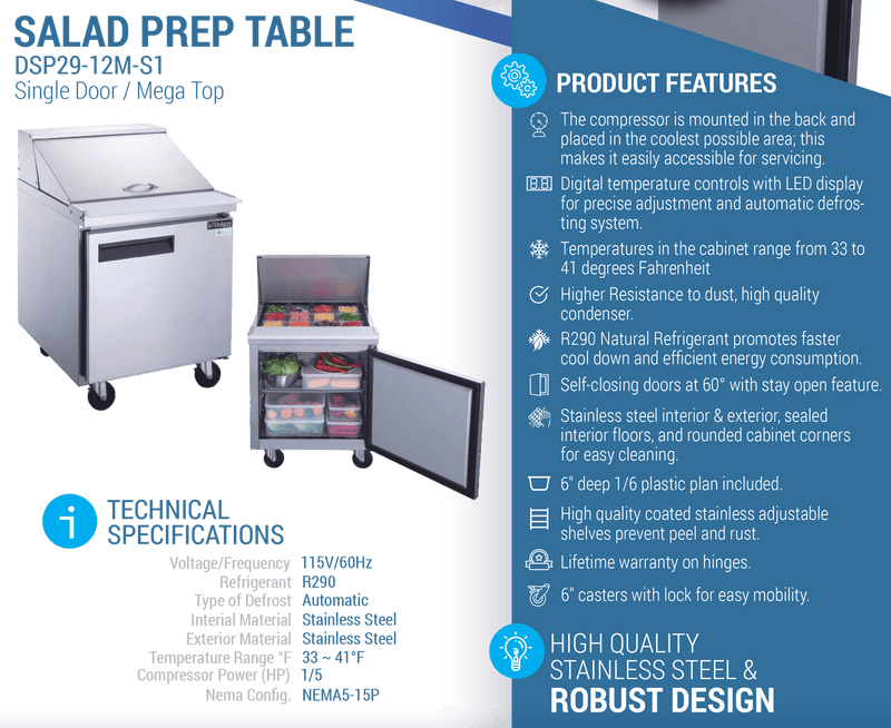 Dukers Salad Prep Station Refrigerator - CulinaryProfis