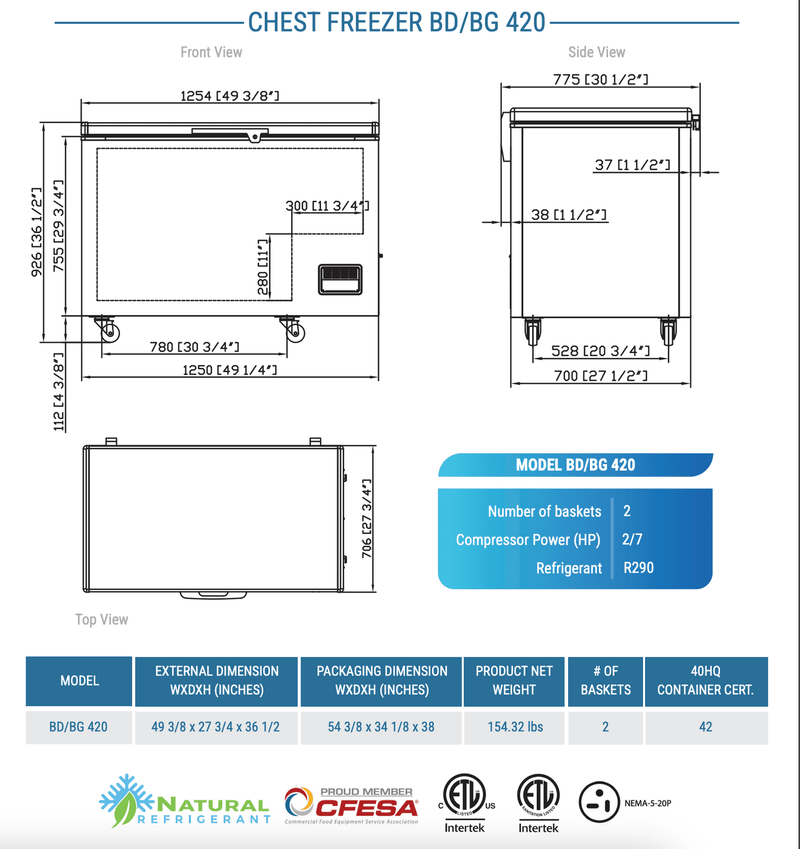Dukers Solid Top Chest Freezer - CulinaryProfis