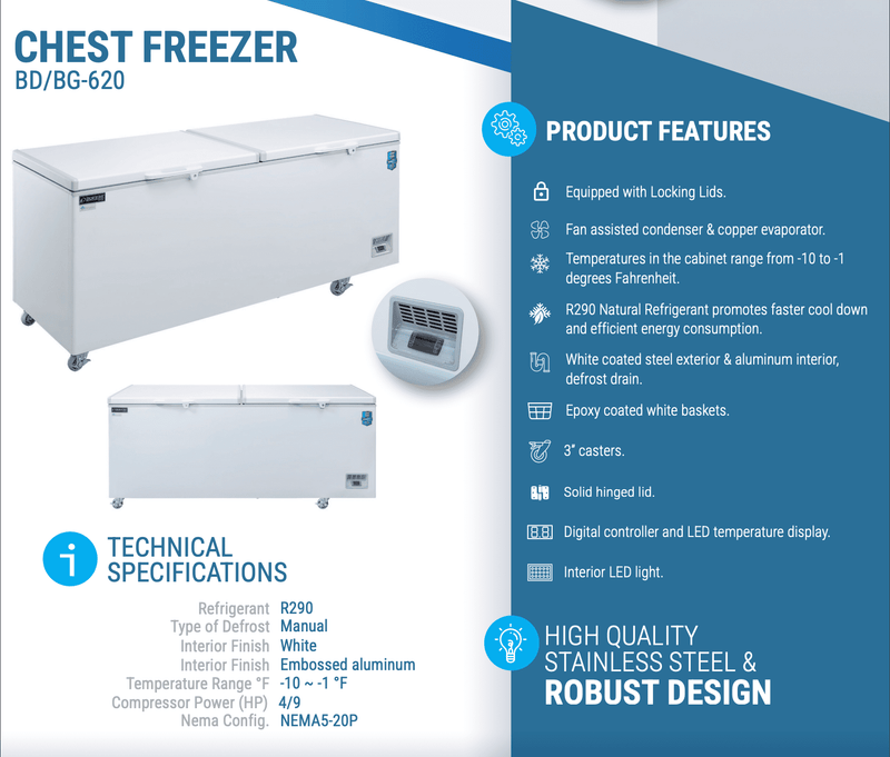 Dukers Solid Top Chest Freezer - CulinaryProfis