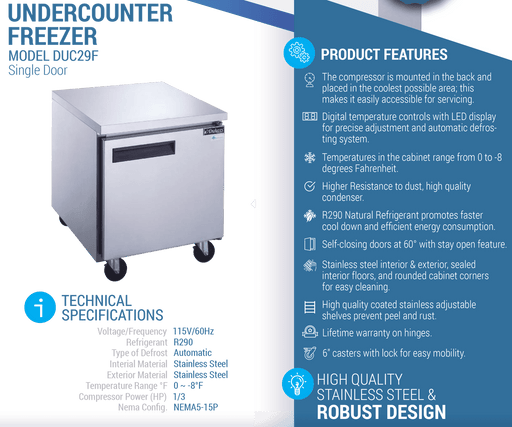 Dukers Undercounter Freezer - CulinaryProfis