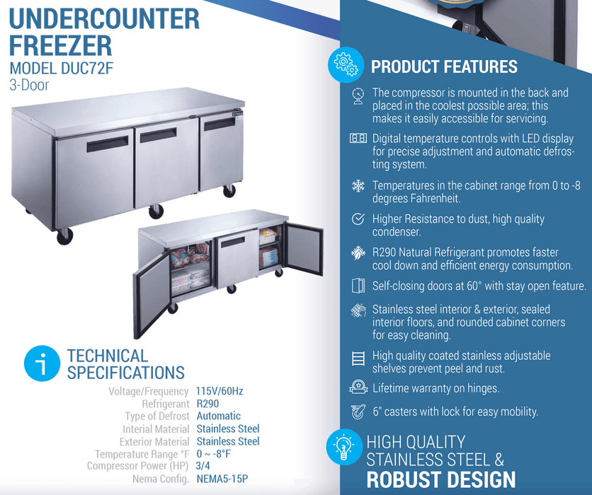 Dukers Undercounter Freezer - CulinaryProfis
