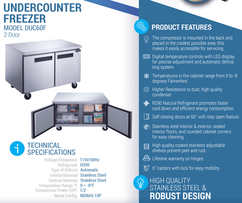 Dukers Undercounter Freezer - CulinaryProfis