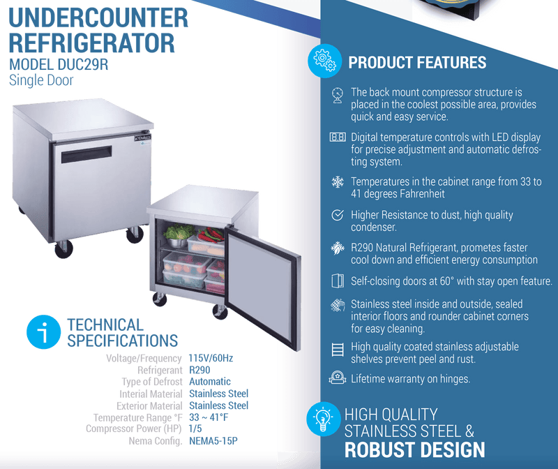 Dukers Undercounter Refrigerator - CulinaryProfis