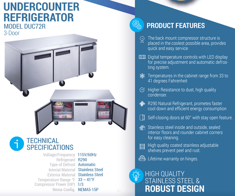 Dukers Undercounter Refrigerator - CulinaryProfis