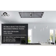 FORNO Arezzo - 44" Ceiling Range Hood with Perimetric Heat, Odor, Gases and Steam  Air Capture, FRHRE5312-44 FORNO
