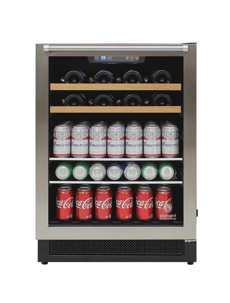 Vinotemp Single-Zone 24" Wine and Beverage Cooler, 16 Bottle and 106 Can Capacity Vinotemp