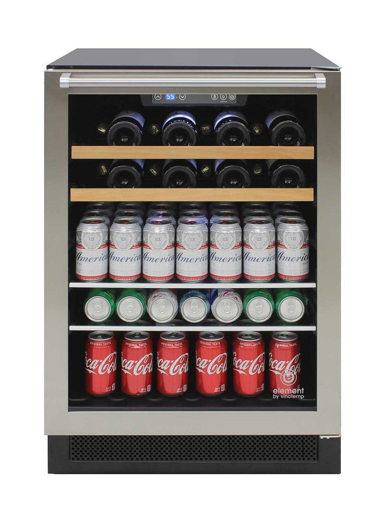 Vinotemp Single-Zone 24" Wine and Beverage Cooler, 16 Bottle and 106 Can Capacity Vinotemp