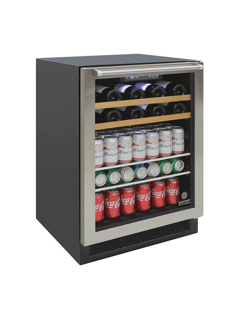 Vinotemp Single-Zone 24" Wine and Beverage Cooler, 16 Bottle and 106 Can Capacity Vinotemp