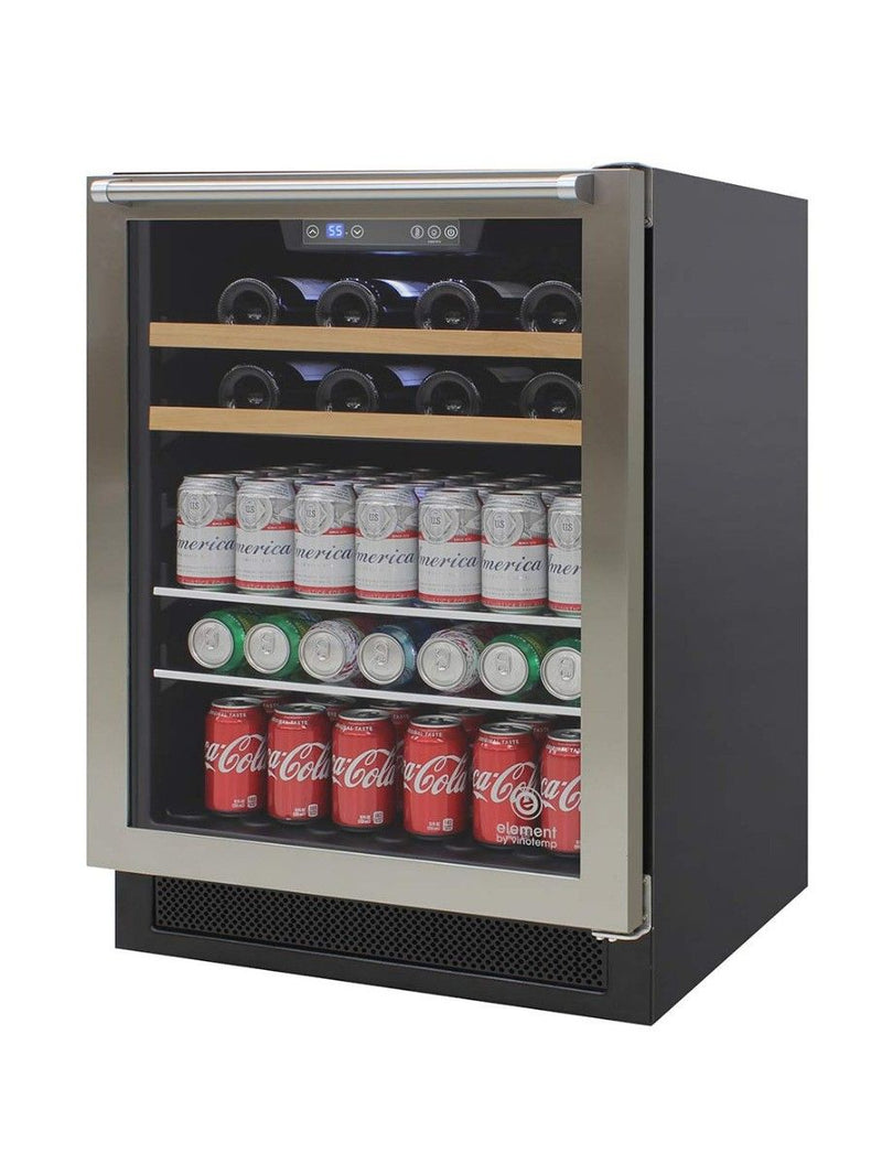 Vinotemp Single-Zone 24" Wine and Beverage Cooler, 16 Bottle and 106 Can Capacity Vinotemp