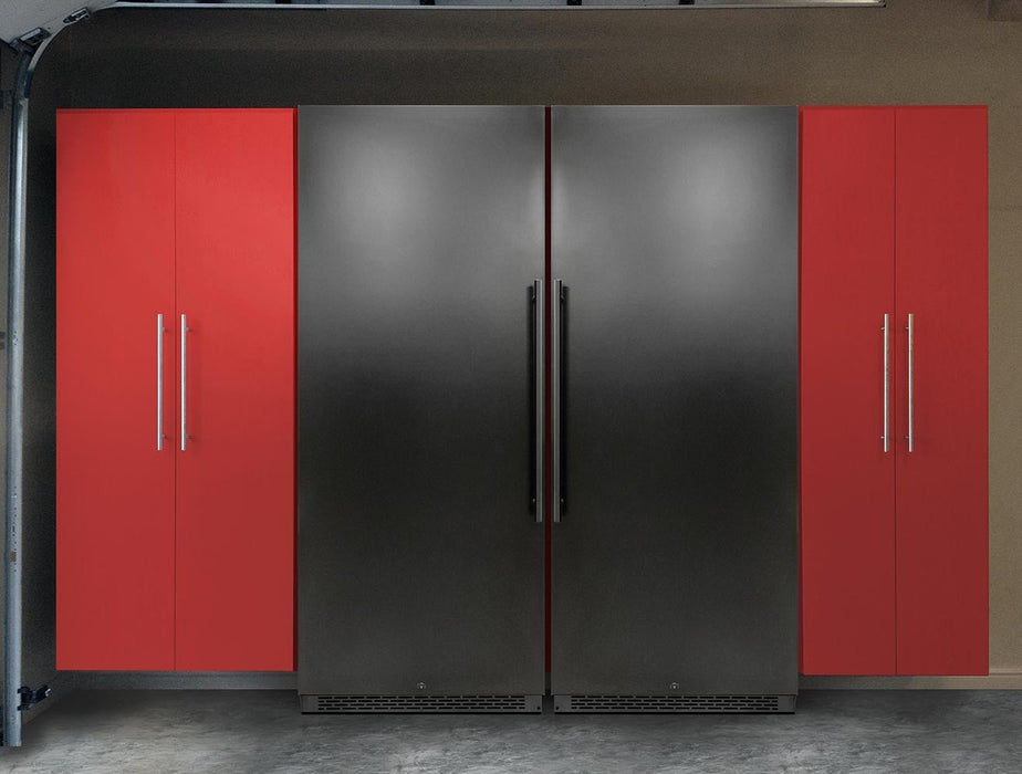 Vinotemp - EL-300GFEB-L, Vinotemp Garage Dual-Zone Large Capacity Wine Cooler, Left Hinge, 300 Bottle Capacity, in Black