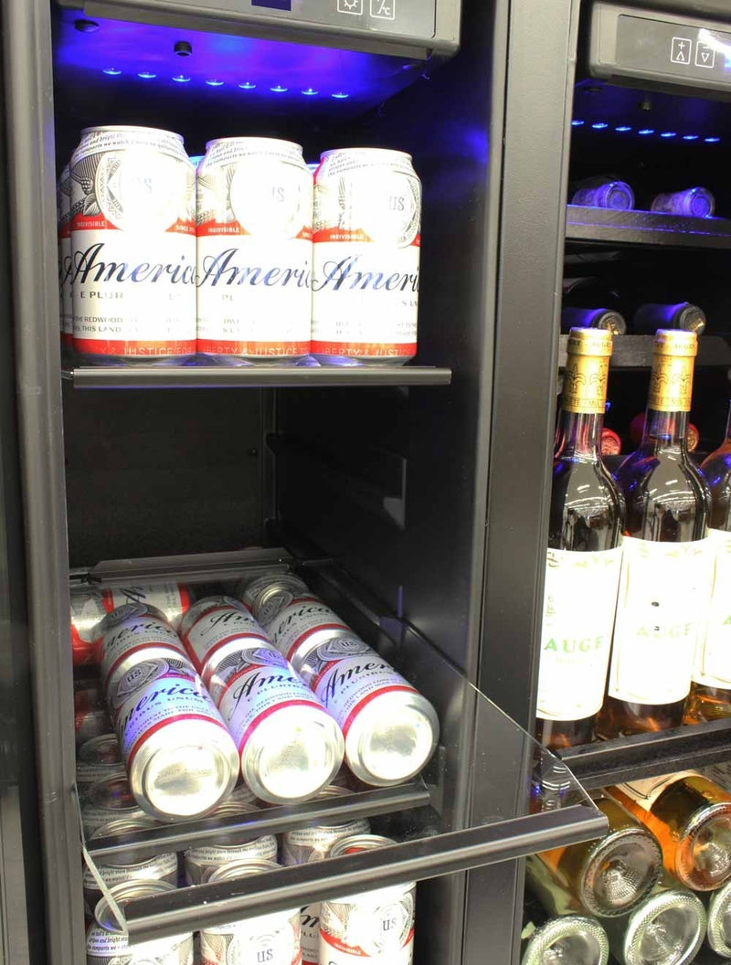 Vinotemp Dual Zone French Door Wine (21 bottle) & Beverage Cooler (55 can) Vinotemp