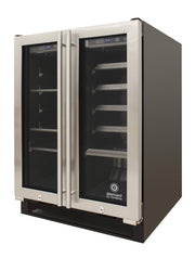 Vinotemp Dual Zone French Door Wine (21 bottle) & Beverage Cooler (55 can) Vinotemp