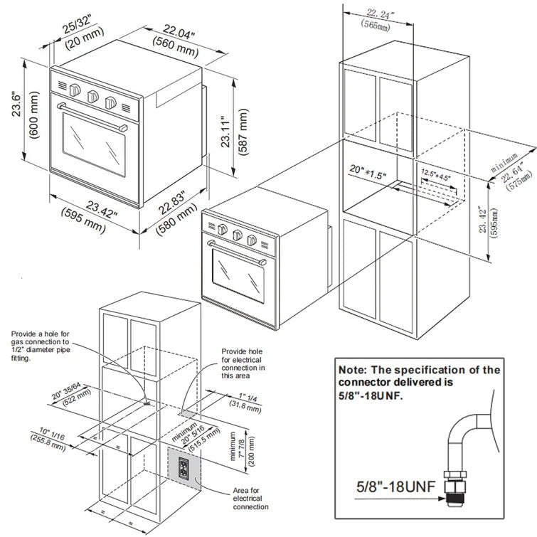 Empava 24" Single Propane Gas Wall Oven - 2.3 cu. ft., EMPV - 24WO10L - CulinaryProfis