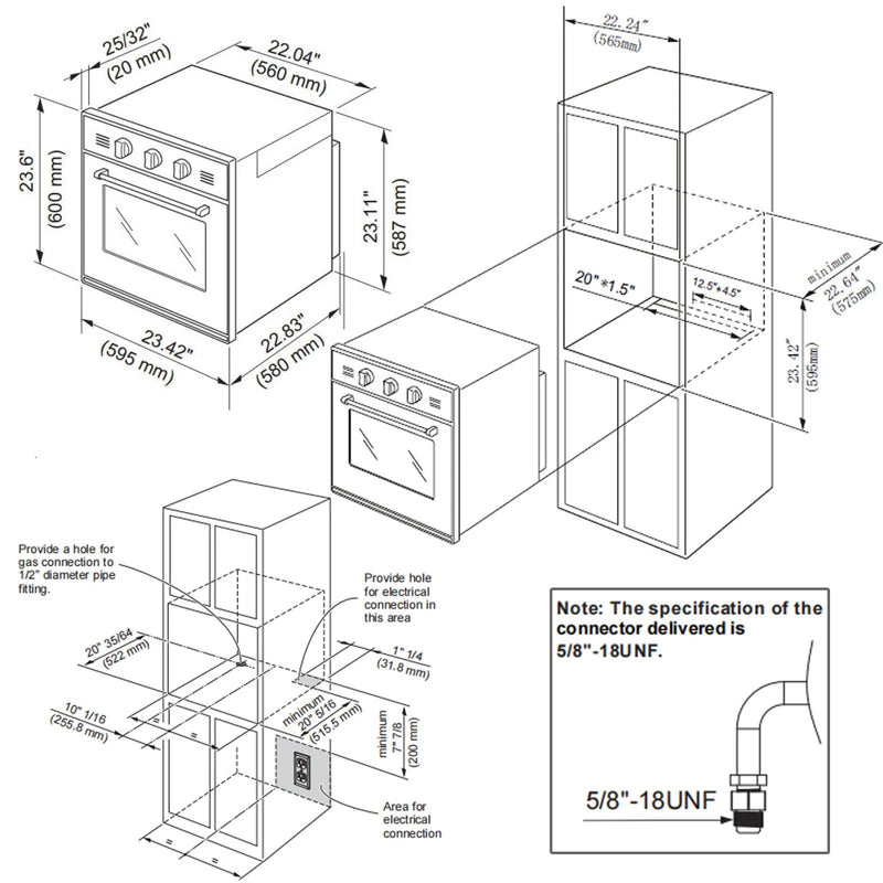 Empava 24" Single Propane Gas Wall Oven - 2.3 cu. ft., EMPV - 24WO11L - CulinaryProfis
