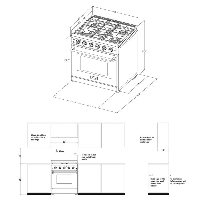 Empava 30" Freestanding Single Oven Natural Gas Range with 5 Burners - 4.5 cu.ft, EMPV - 30GR10 - CulinaryProfis