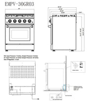 Empava EMPV - 30GR03 30" Slide - In Natural Gas Range - 4.2 cu.ft with 4 Burners - CulinaryProfis
