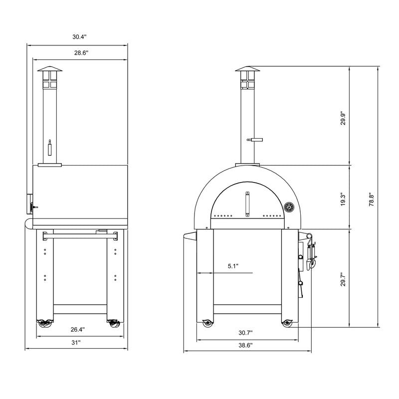 Empava EMPV - PG01 Outdoor Wood Fired Pizza Oven - Stainless Steel with Thermometer - CulinaryProfis