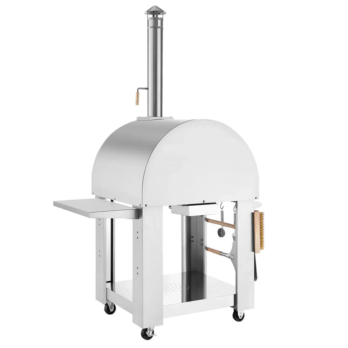 Empava EMPV - PG05 Outdoor Wood Fired Pizza Oven - Stainless Steel with Side Table - CulinaryProfis