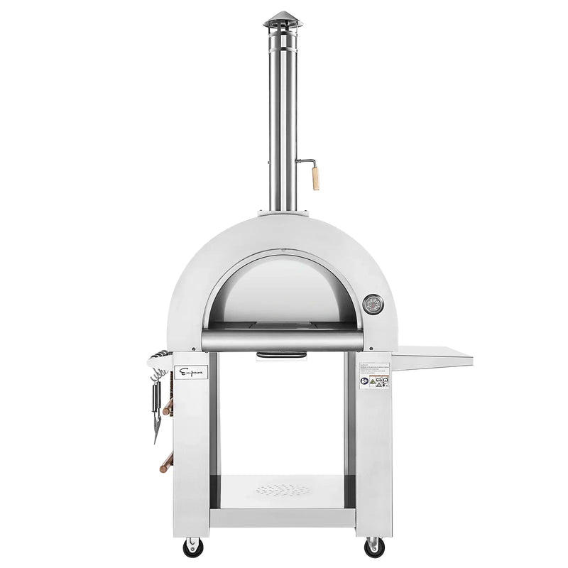 Empava EMPV - PG05 Outdoor Wood Fired Pizza Oven - Stainless Steel with Side Table - CulinaryProfis