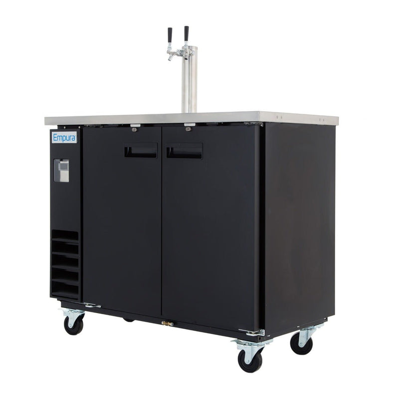 Empura 49" Double Tap Commercial Kegerator - Black, Holds 2 Half Kegs - CulinaryProfis