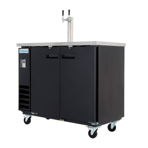 Empura 49" Double Tap Commercial Kegerator - Black, Holds 2 Half Kegs - CulinaryProfis