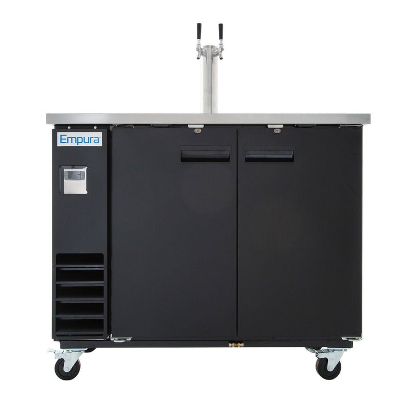 Empura 49" Double Tap Commercial Kegerator - Black, Holds 2 Half Kegs - CulinaryProfis