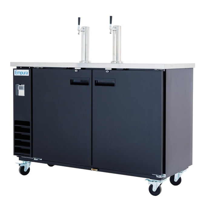 Empura 49" Dual Single Tap Commercial Kegerator - Black, Holds 2 Half Kegs - CulinaryProfis