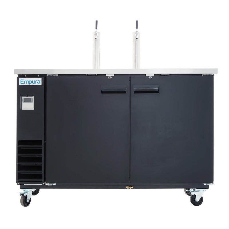 Empura 49" Dual Single Tap Commercial Kegerator - Black, Holds 2 Half Kegs - CulinaryProfis
