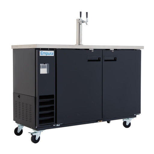 Empura 61" Double Tap Commercial Kegerator - Black, Holds 2 Half Kegs - CulinaryProfis