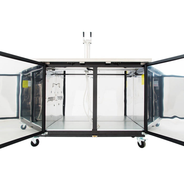 Empura 61" Double Tap Commercial Kegerator - Black, Holds 2 Half Kegs - CulinaryProfis