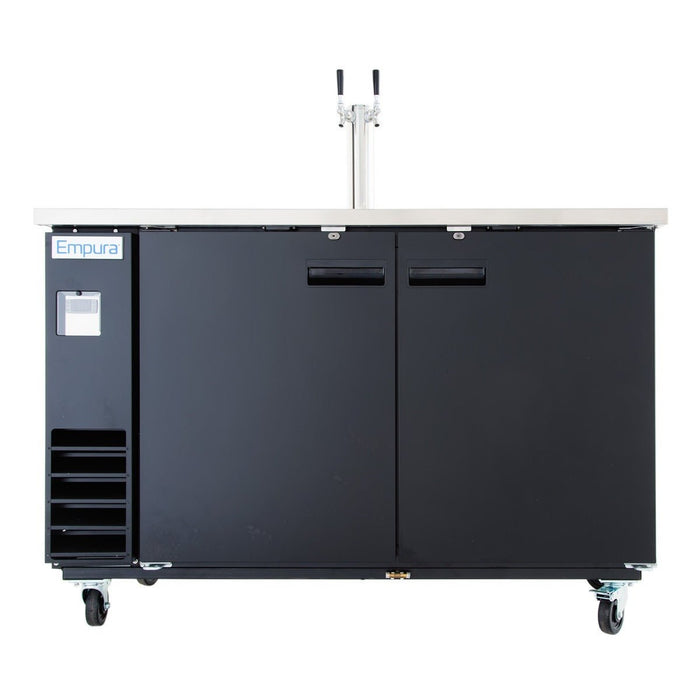 Empura 61" Double Tap Commercial Kegerator - Black, Holds 2 Half Kegs - CulinaryProfis