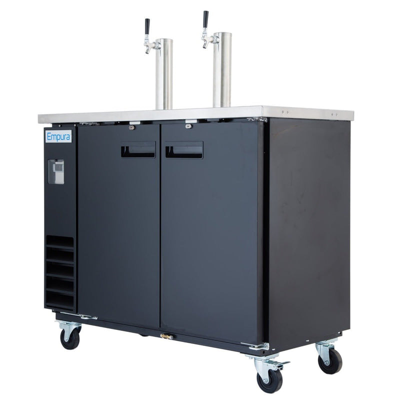 Empura 61" Dual Single Tap Commercial Kegerator - Black, Holds 2 Half Kegs - CulinaryProfis