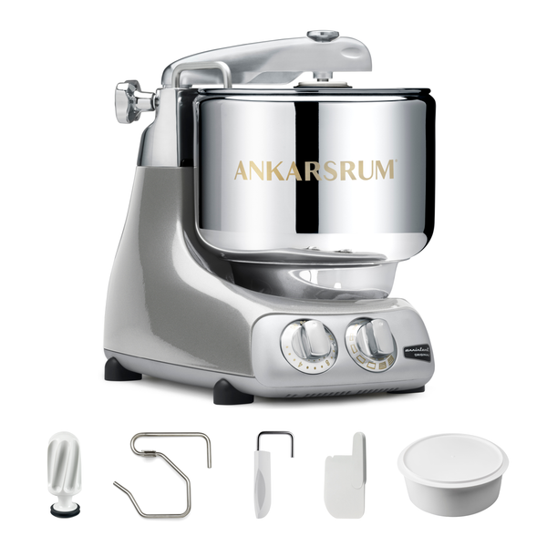 Ankarsrum Essential Package stand mixer in Jubilee Silver