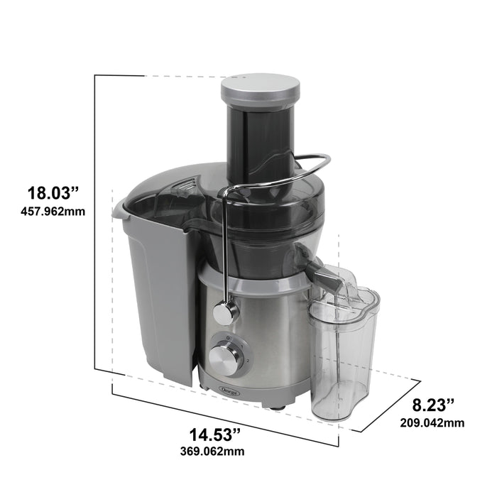 Omega OMJCHSXLCSV13 1000W High Speed Juicer - 3.3-Inch Extra Large Chute Silver